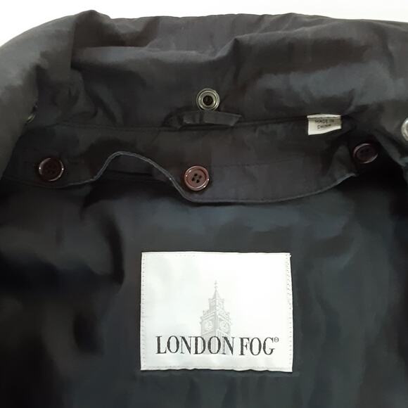 London Fog Black Sueded Utility Jacket Funnel Neck Windbreaker Raincoat Womens M - Picture 10 of 13